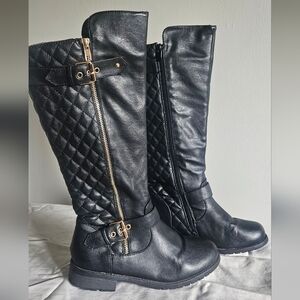 Forever Black moto-style knee high boot